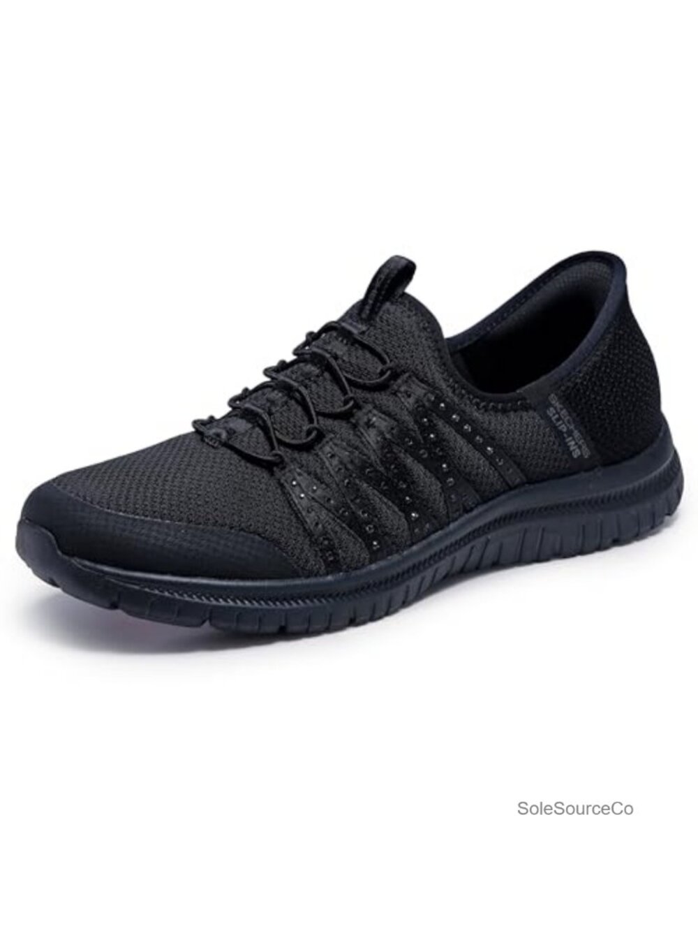 Slip-On Mesh Sneakers Rhinestone Webbing Memory Foam Athletic Shoes